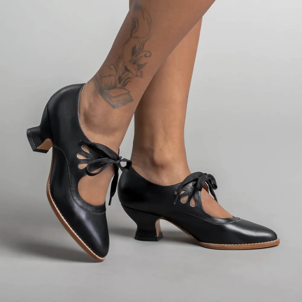 Ophelia | Cutout Ribbon Lace Victorian Kitten Heels