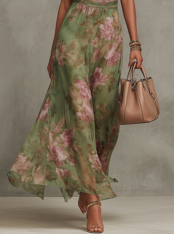 Thessaly | Halter Dress Wedding Guest Floral Maxi