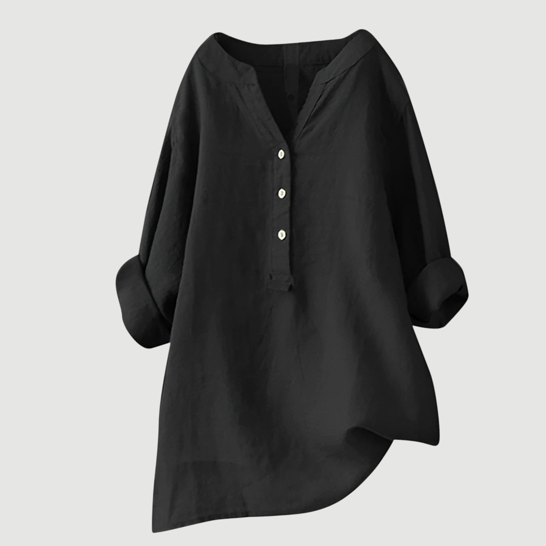 Sandrift | Linen Button-Up Longline Tunic Blouse
