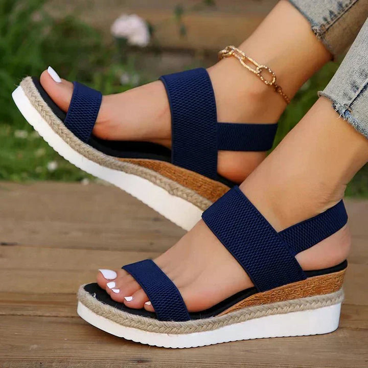 Chainlink | Elastic Strap Espadrille Platform Wedges