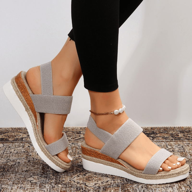 Chainlink | Elastic Strap Espadrille Platform Wedges